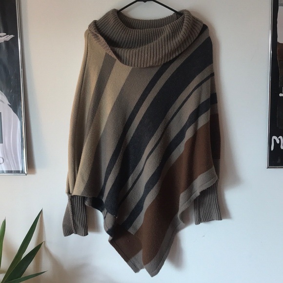Sweaters - Striped Sweater Poncho
